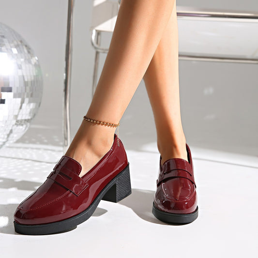 Thick Heel Platform Leather Shoes