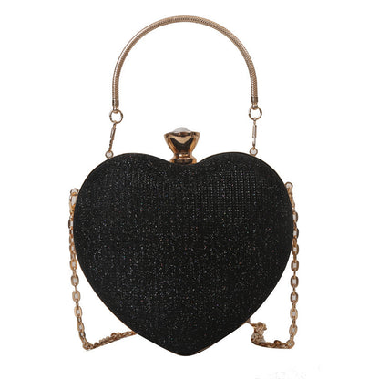Shiny Metallic Heart Bag with Chain
