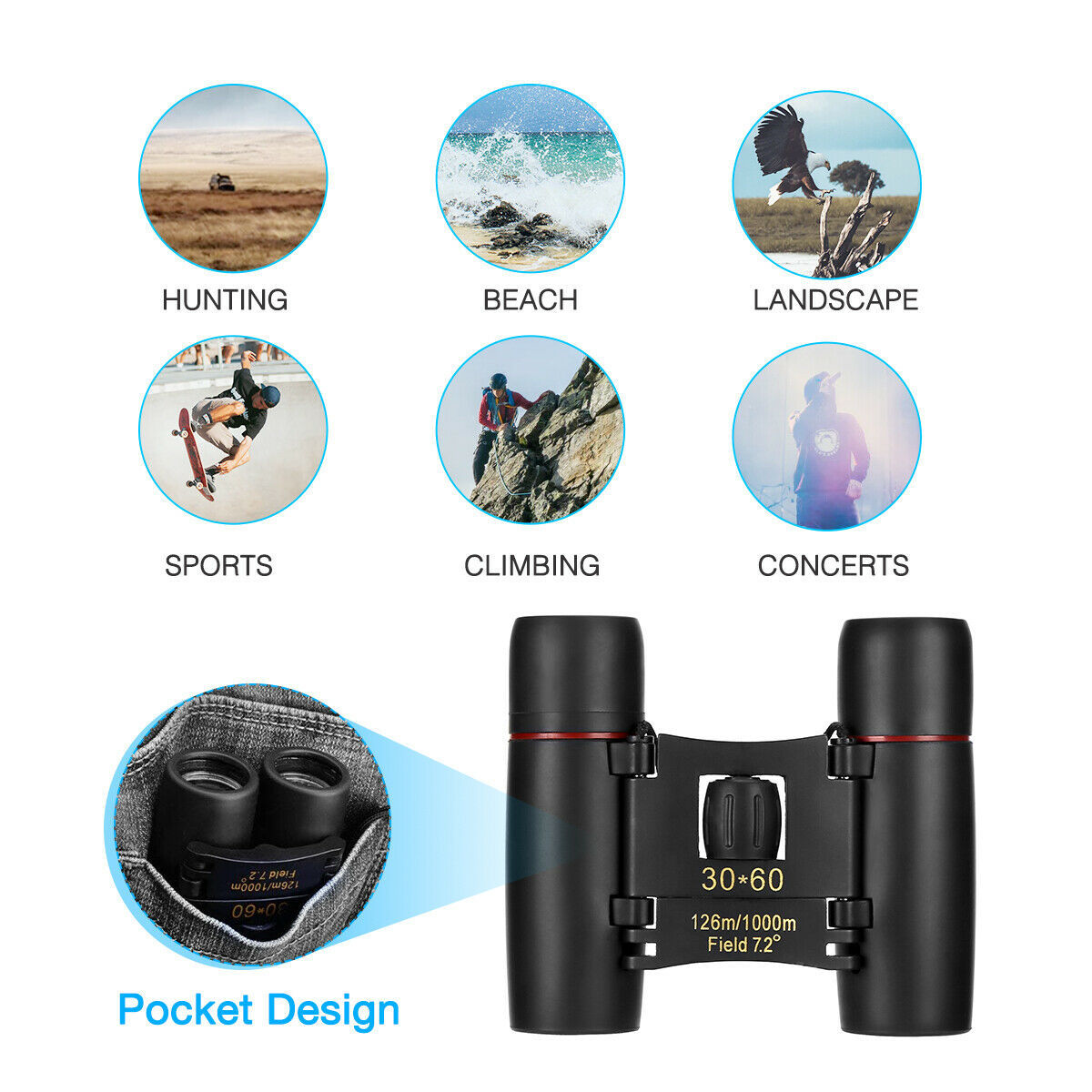30x60 Compact Binoculars – Clear Vision for Outdoors