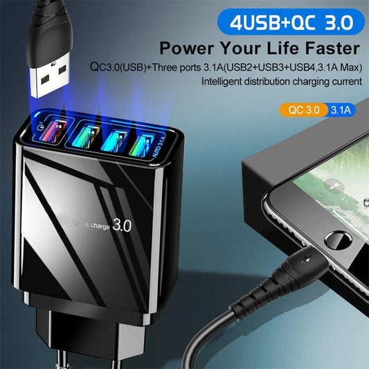 4-Port Illuminated USB Charger – Fast Charging