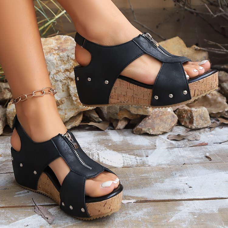 Sandales Compensées Zippées pour Femme