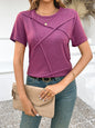 T-shirt Top à Manches Courtes en Couleur Unie