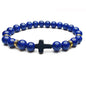 8mm Natural Stone Beaded Cross Bracelet