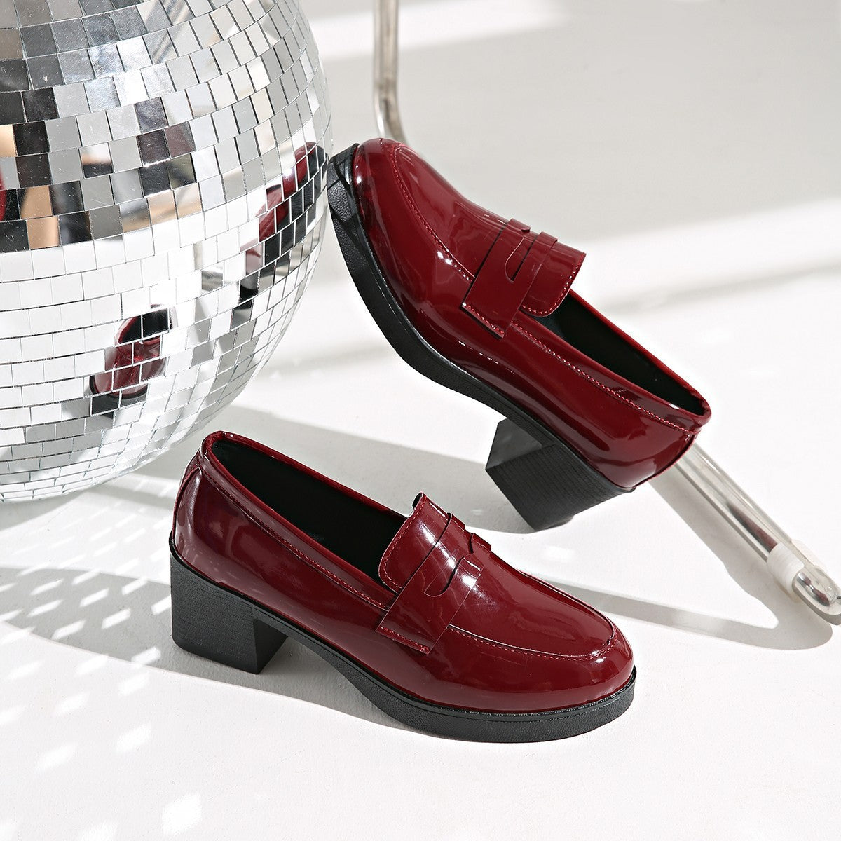 Thick Heel Platform Leather Shoes