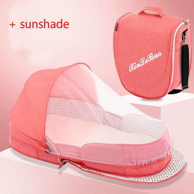Diaper backpack with foldable bed