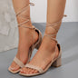 Sandales d'Été à Lacets pour Femme – Talon Épais