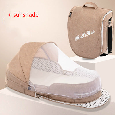 Diaper backpack with foldable bed