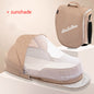 Diaper backpack with foldable bed