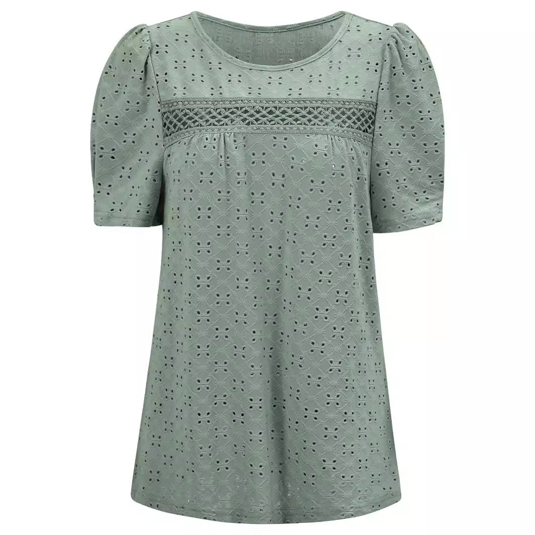 T-shirt Femme à Manches Volantées – Élégance & Tendance