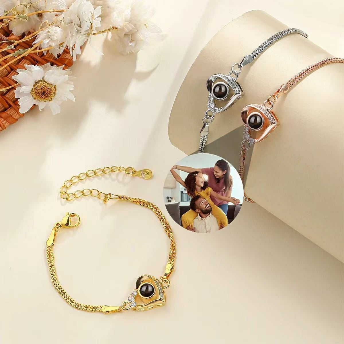 Bracelet Cœur Pêche à Double Rang