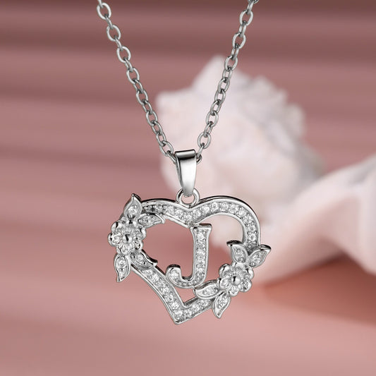 Heart Necklace with Personalized Letter