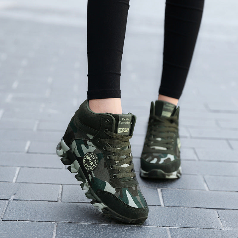 Baskets Compensées Camouflage pour Femme