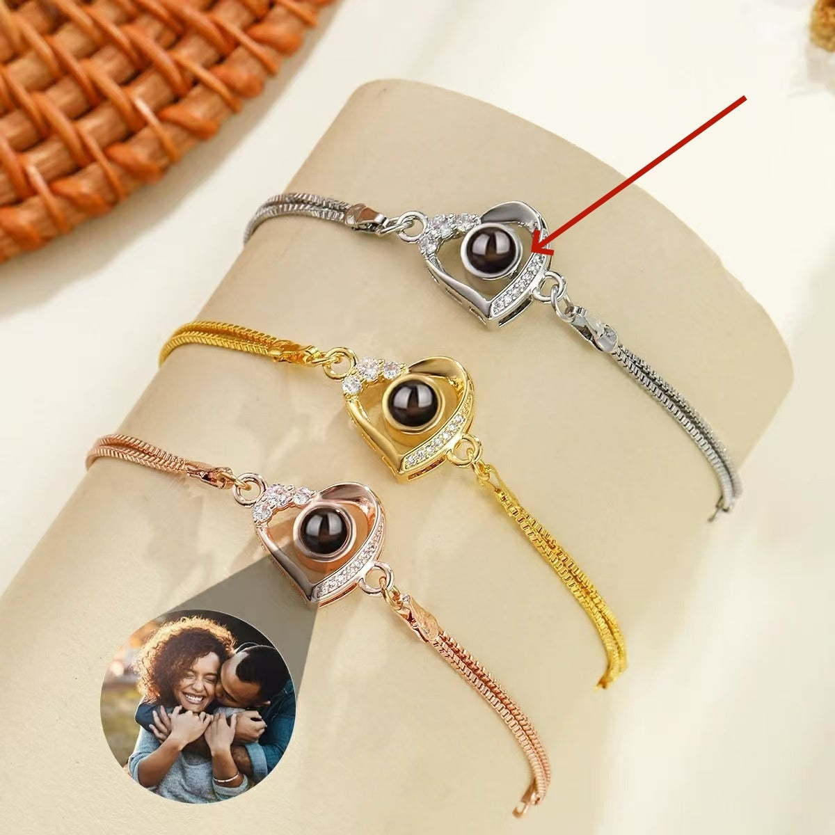 Bracelet Cœur Pêche à Double Rang