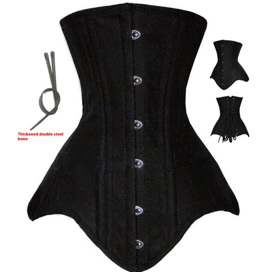 Corset Court en Coton à Double Armature