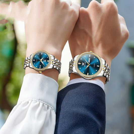 Fashion Waterproof Watch with Diamond Inlays