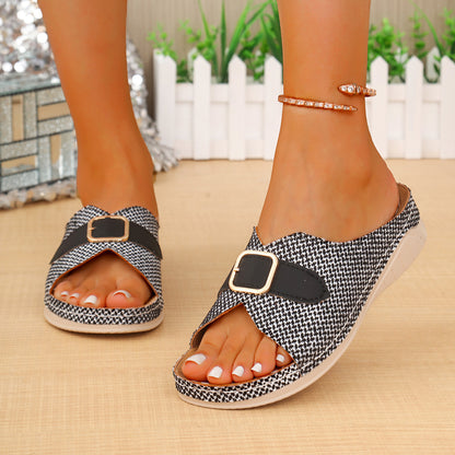 Sandales Compensées à Boucle – Confort & Style