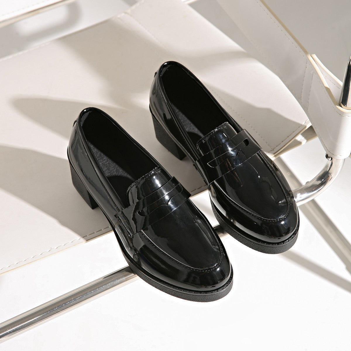 Thick Heel Platform Leather Shoes