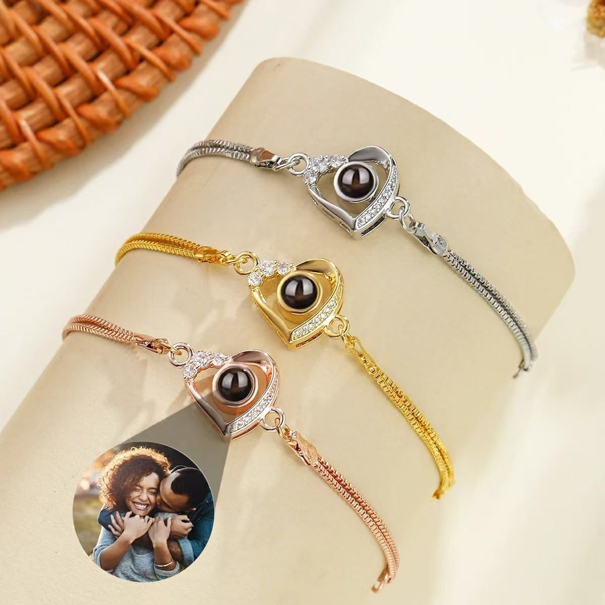 Bracelet Cœur Pêche à Double Rang