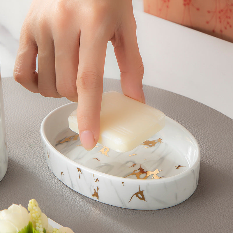 Accessoires de Salle de Bain en Céramique Effet Marbre