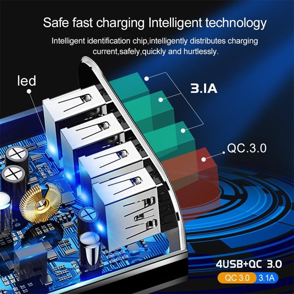 Chargeur 4 Ports USB Éclairé –  Charge Rapide