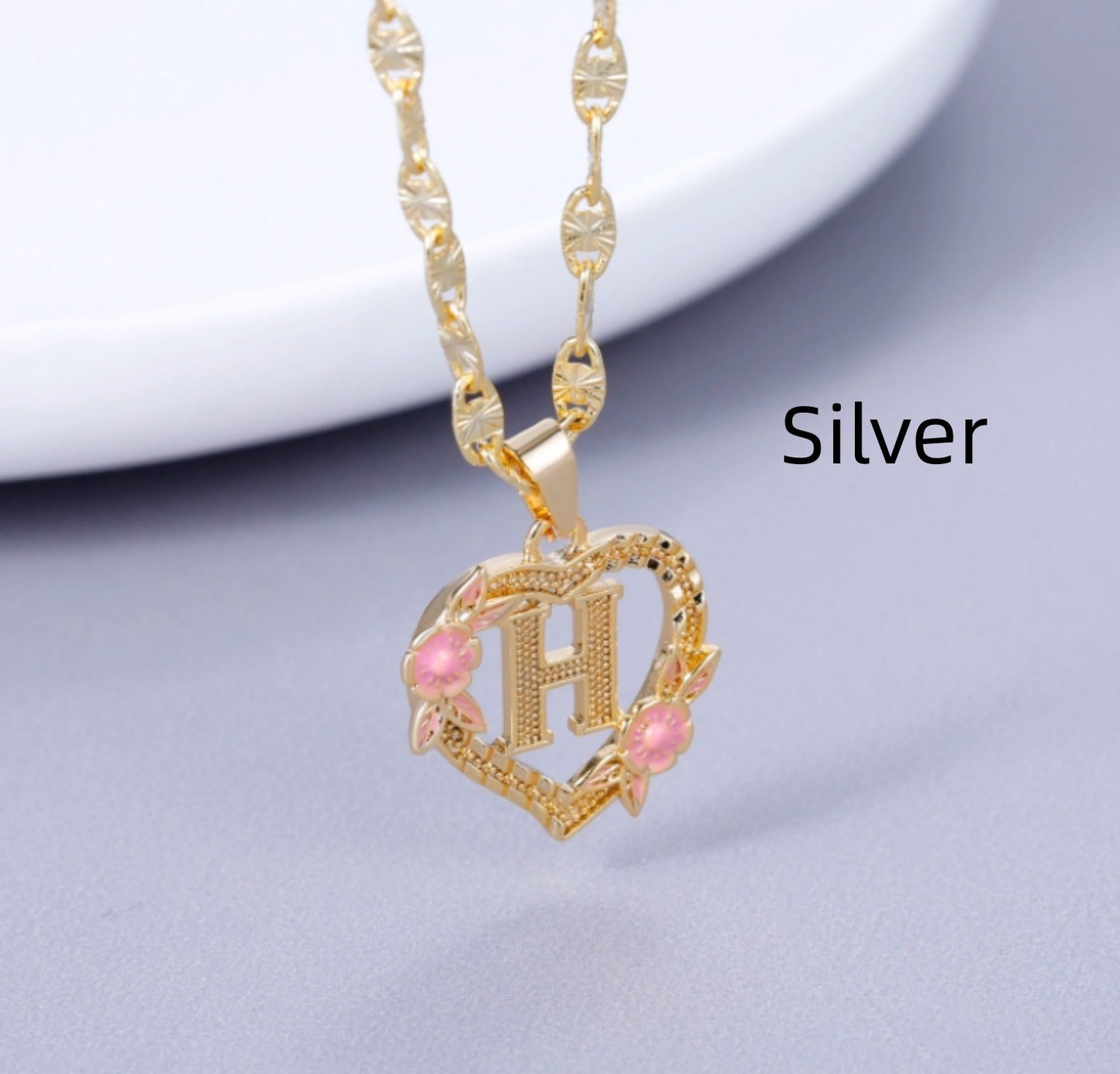 Pendentif Personnalisé Plaqué Or – Cœur Fleuri