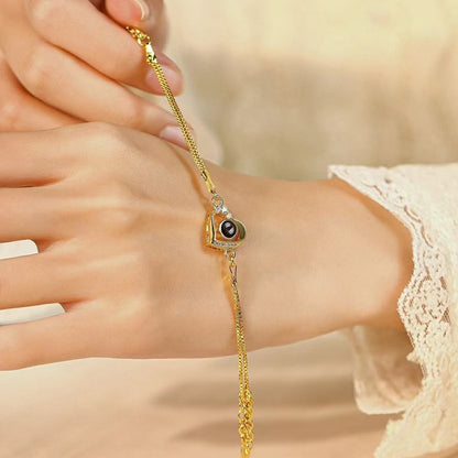 Bracelet Cœur Pêche à Double Rang