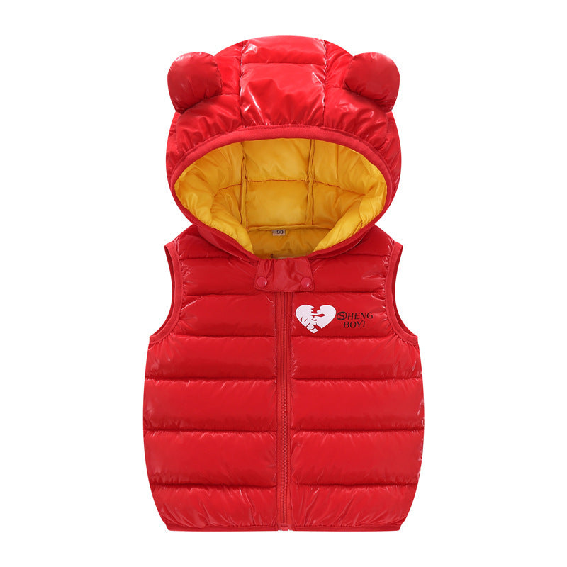 Sleeveless jackets and hooded jackets for children