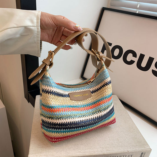 Two-tone woven bag for women