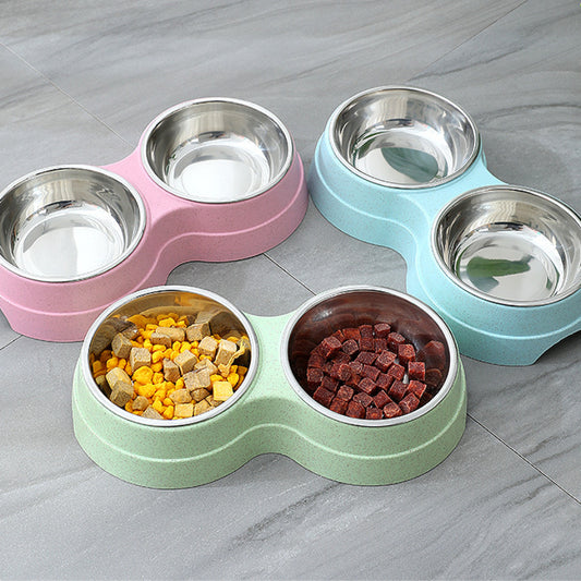 Stainless Steel Double Bowl – Food &amp; Water in 1