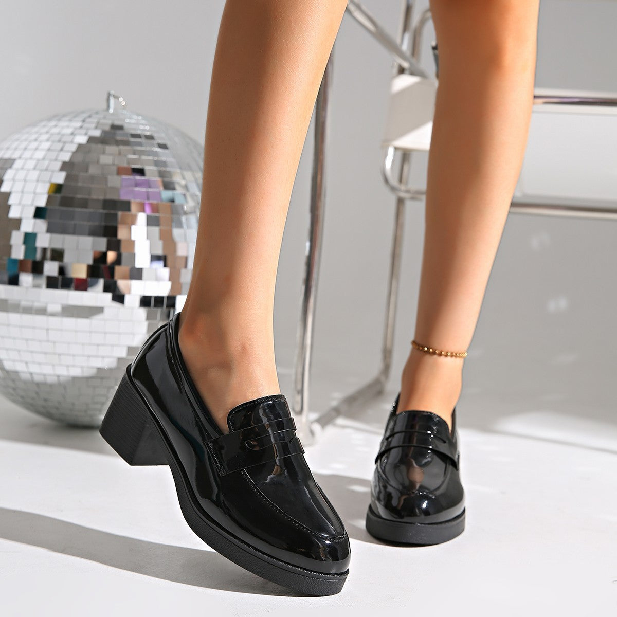 Thick Heel Platform Leather Shoes