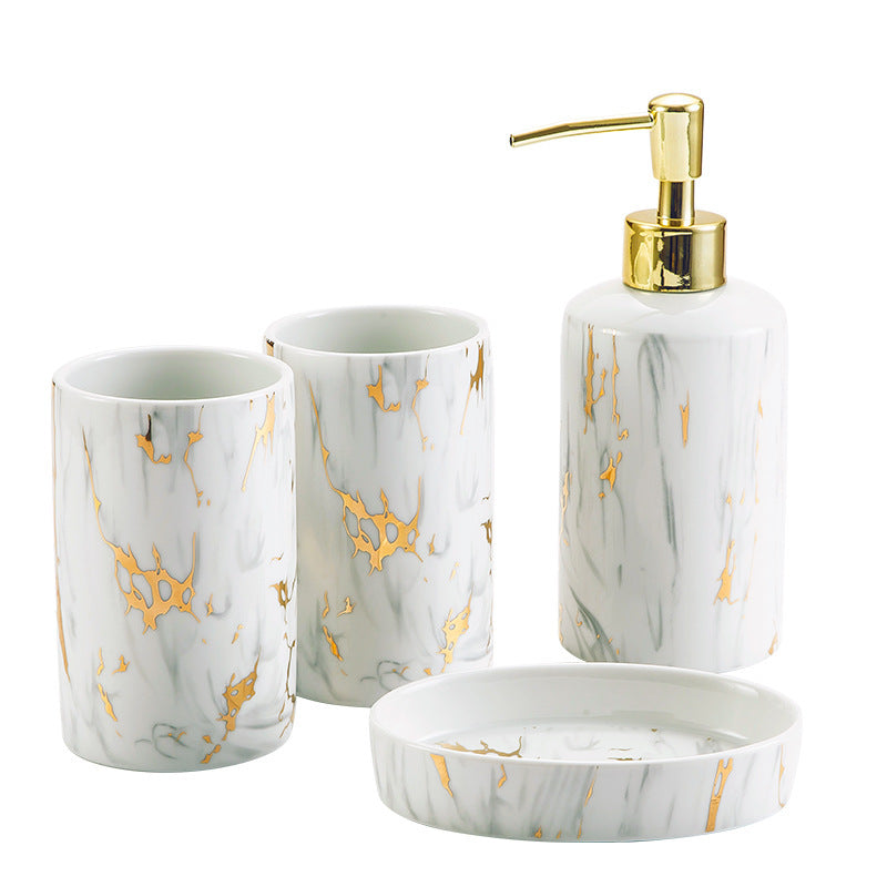 Accessoires de Salle de Bain en Céramique Effet Marbre