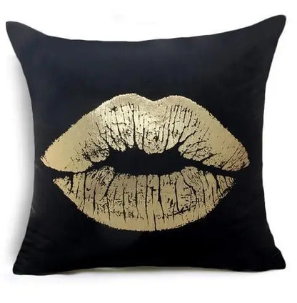Housse de Coussin Décorative Noir et Blanc avec Dorure