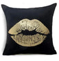 Housse de Coussin Décorative Noir et Blanc avec Dorure