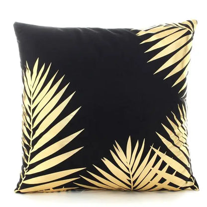 Housse de Coussin Décorative Noir et Blanc avec Dorure