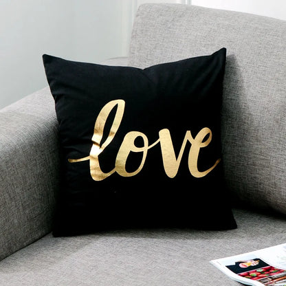 Housse de Coussin Décorative Noir et Blanc avec Dorure
