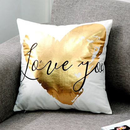 Housse de Coussin Décorative Noir et Blanc avec Dorure
