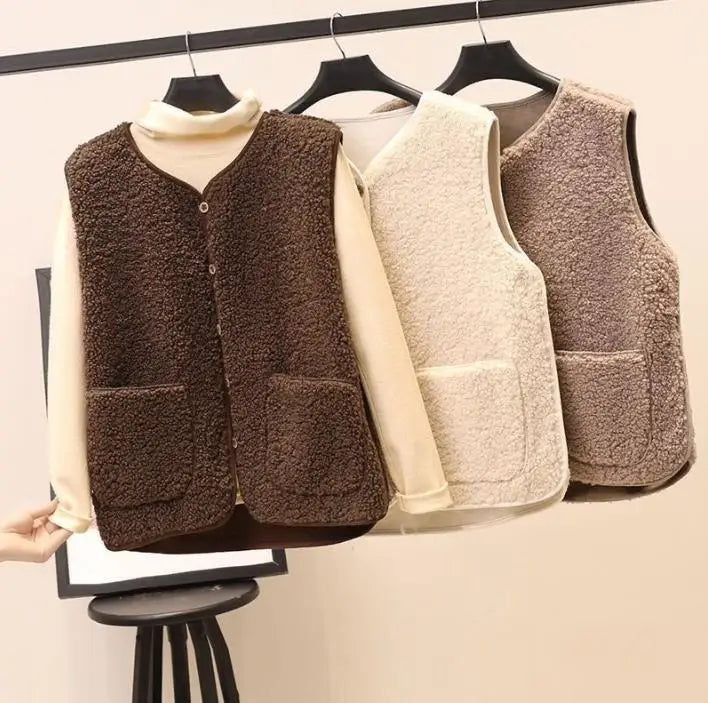 Gilet Sans Manches en Polaire Épaisse – Chaleur & Élégance Hivernale