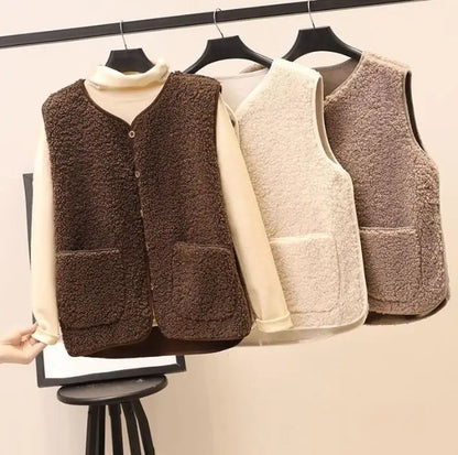 Gilet Sans Manches en Polaire Épaisse – Chaleur & Élégance Hivernale