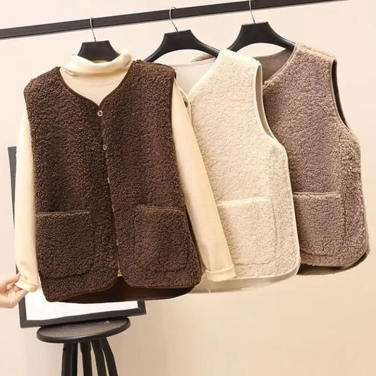 Gilet Sans Manches en Polaire Épaisse – Chaleur & Élégance Hivernale