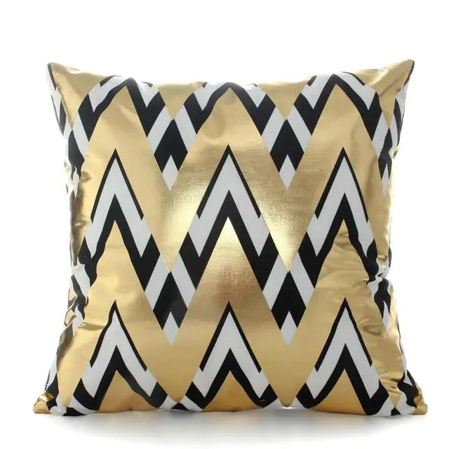 Housse de Coussin Décorative Noir et Blanc avec Dorure