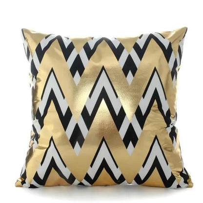 Housse de Coussin Décorative Noir et Blanc avec Dorure