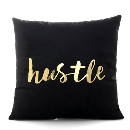 Housse de Coussin Décorative Noir et Blanc avec Dorure