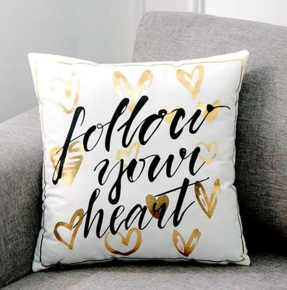 Housse de Coussin Décorative Noir et Blanc avec Dorure