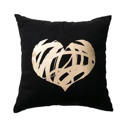 Housse de Coussin Décorative Noir et Blanc avec Dorure