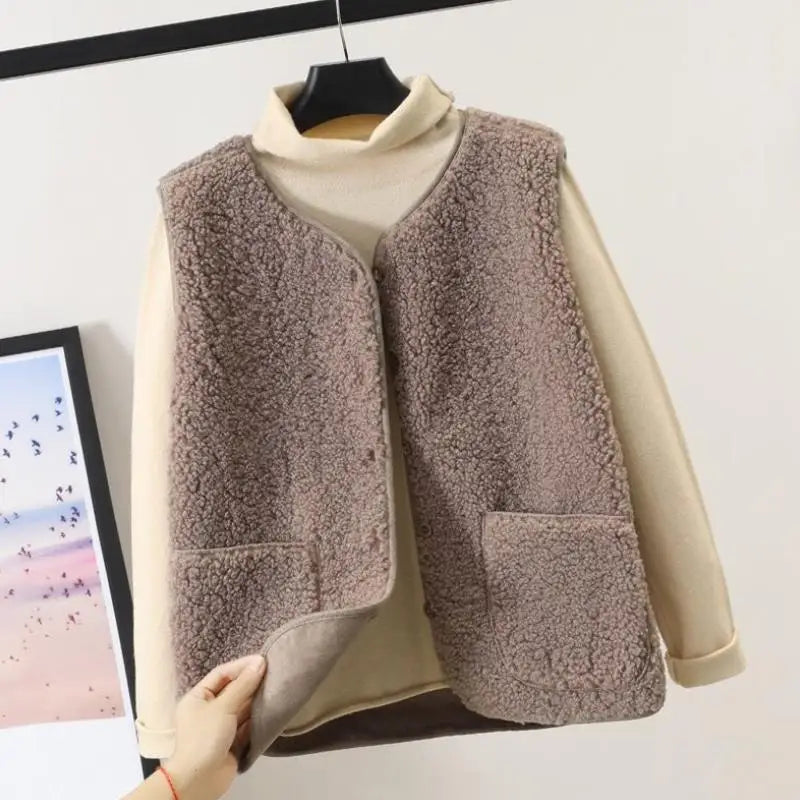 Gilet Sans Manches en Polaire Épaisse – Chaleur & Élégance Hivernale
