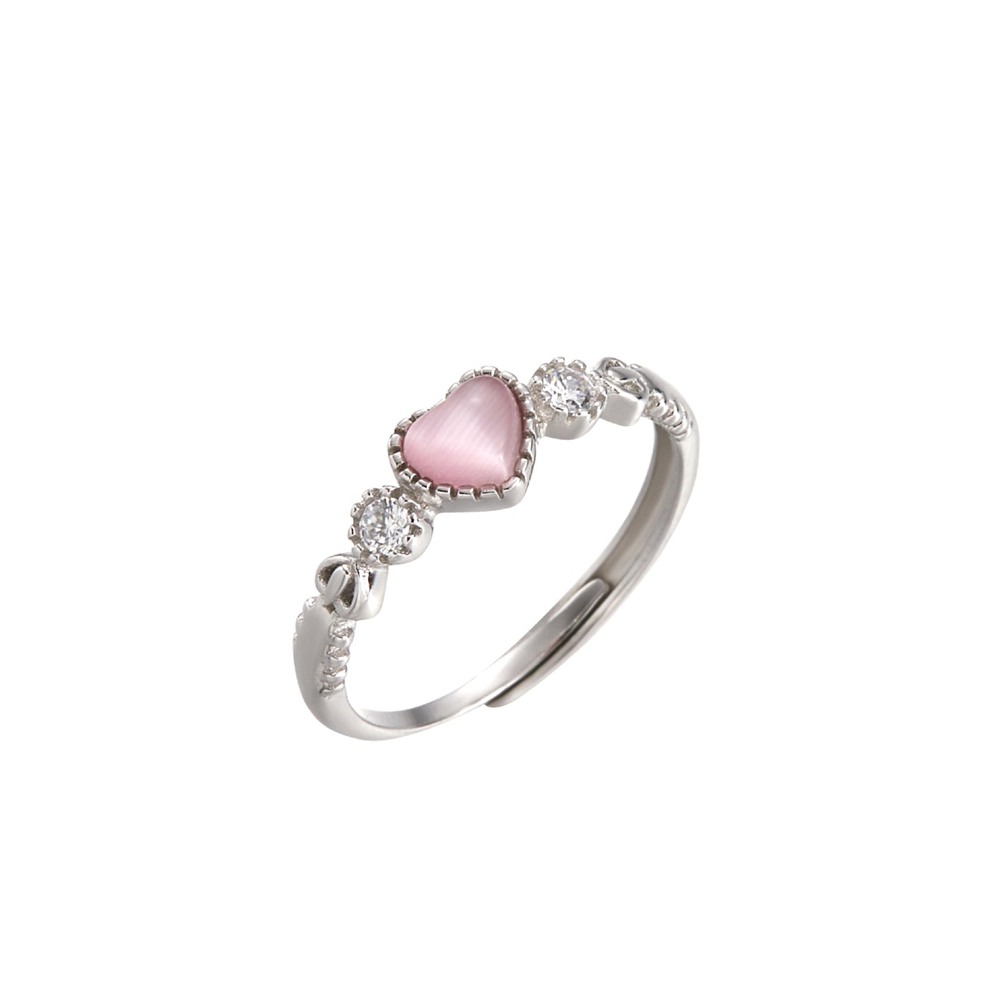 Bague Cœur en Opale Rose