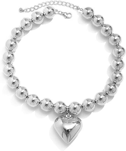 Exaggerated Punk Necklace with Large Round Beads – Bold and Trendy