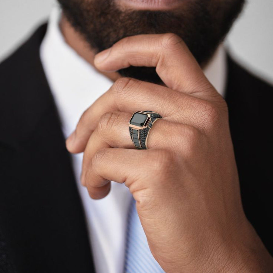 Bague Homme en Alliage avec Zircon Incrusté