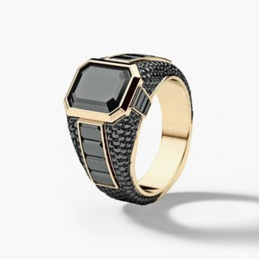 Men's Alloy Ring with Inlaid Zircon