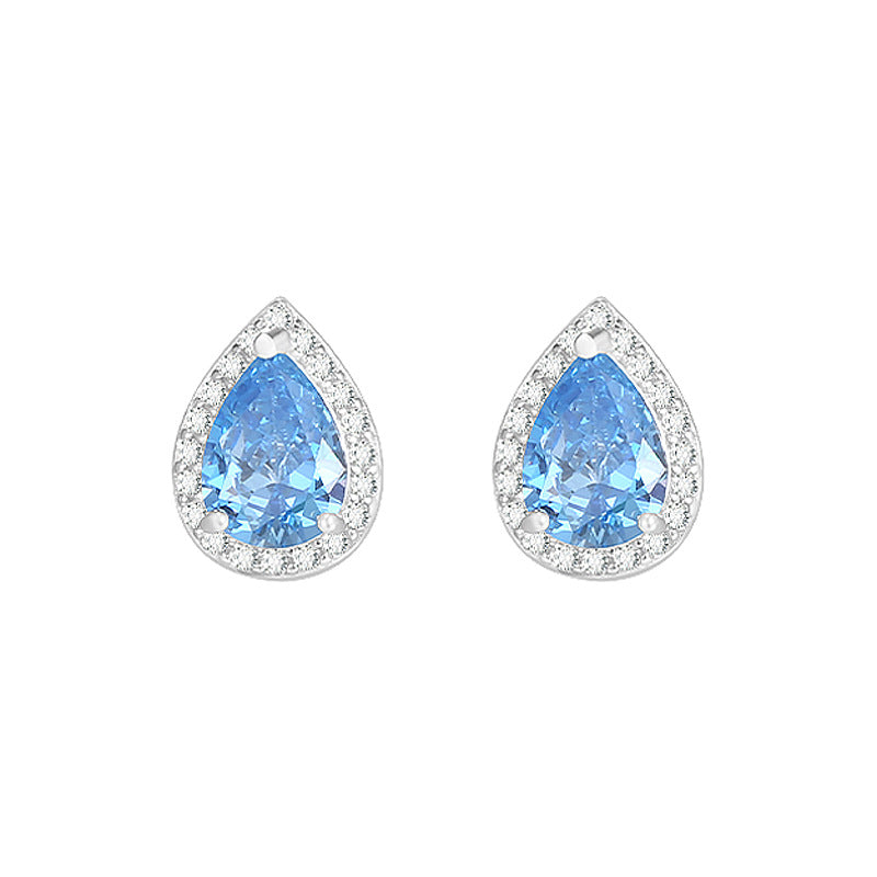 Boucles d’Oreilles Goutte d’Eau Bleu Scintillant